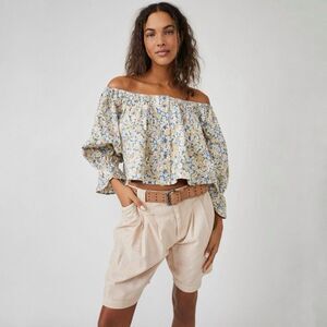 NWT James Floral Smock Top in Light Blue Size XS